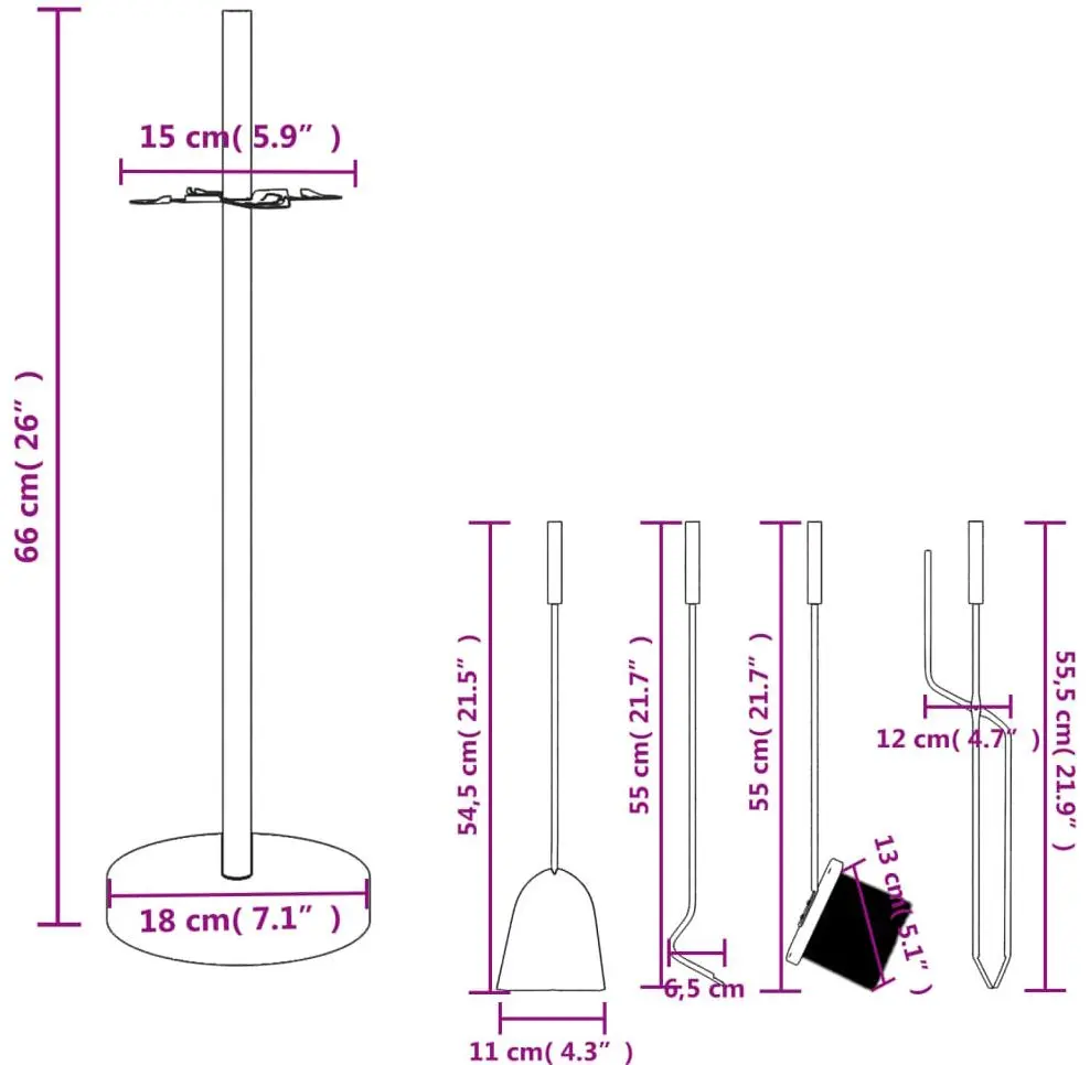 Каминный набор VidaXL 156376 (Black)