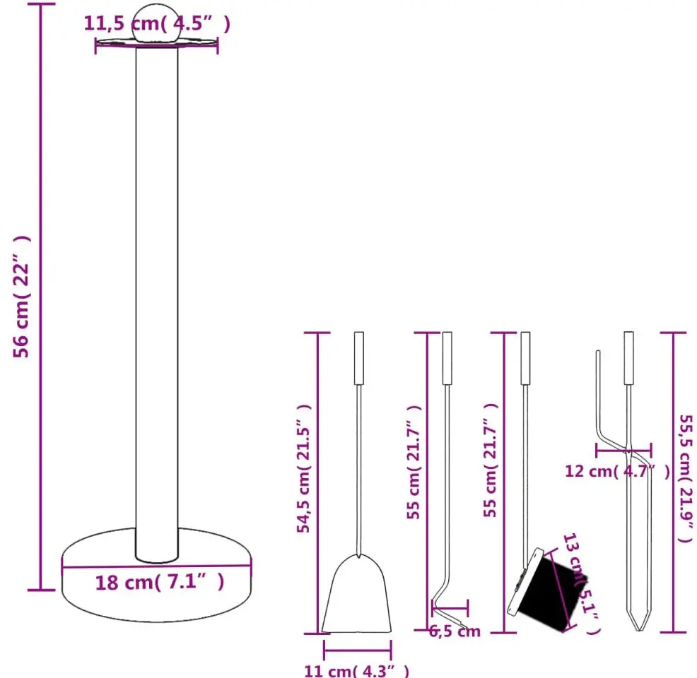 Каминный набор VidaXL 156377 (Black)