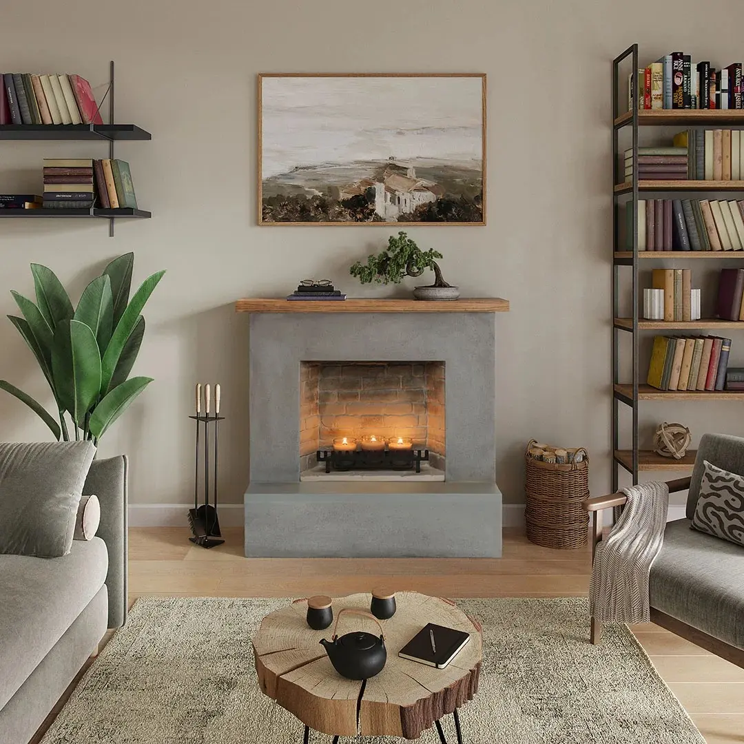 Semineu cu lumânări Tagu Rolf ZenFlame (Concrete Grey) - 4