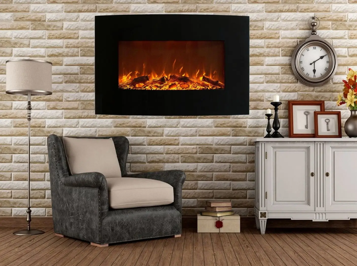 Focar electric Art Flame Santorini WS-Q-03-2 WMC (Black)