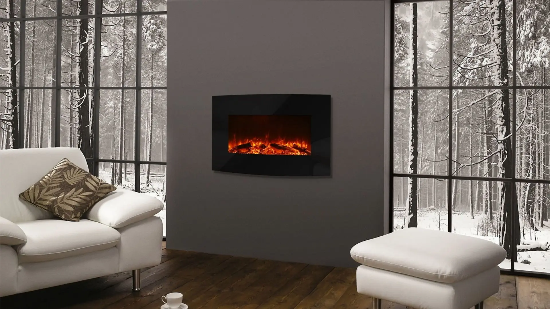 Focar electric Art Flame Santorini WS-Q-03-2 WMC (Black)