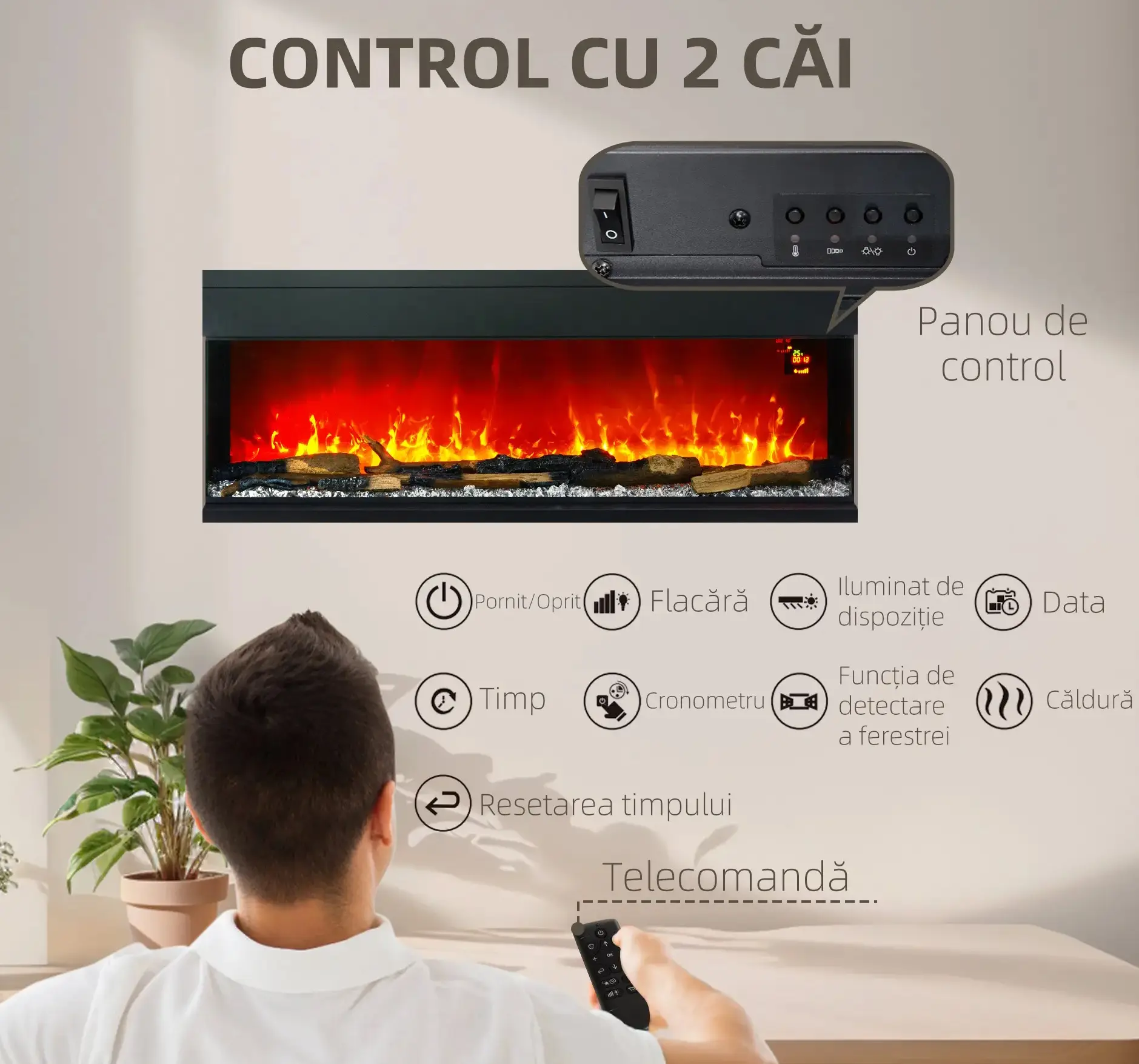 Электрокамин Homcom 820-425V90BK (Black) - 3