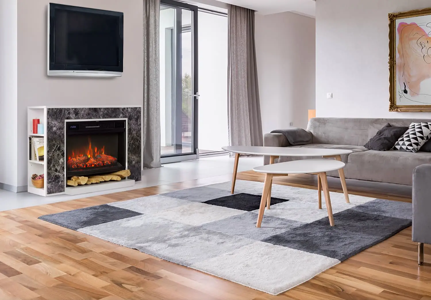 Semineu cu focar electric Klarstein Vulsini Nightfall (Grey/White)