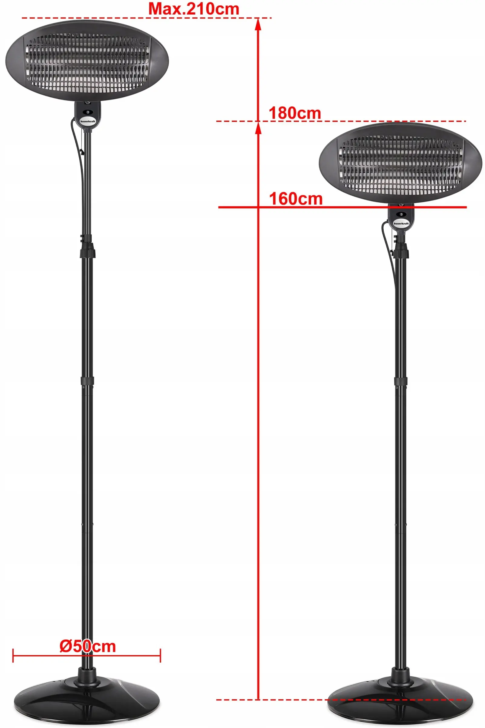 Инфракрасный обогреватель Bauerkraft H-639 (Black) - 7
