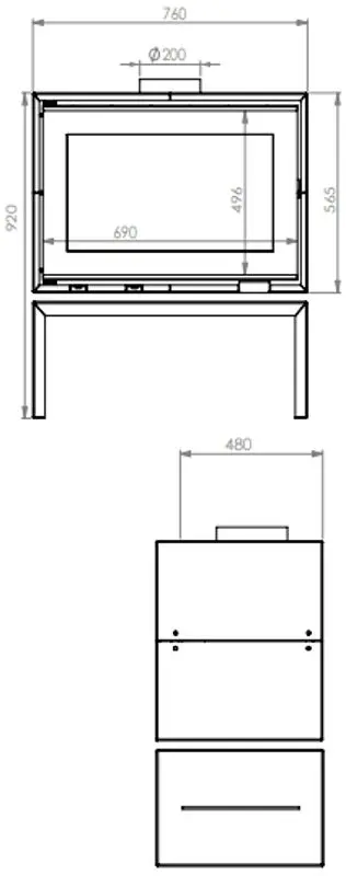 Печь-камин A-caminetti Panorama 75 (Black) - 2