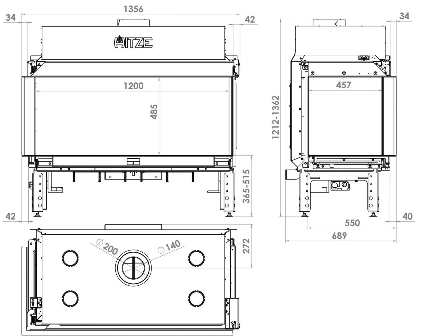 Газовый камин Hitze Calma 120L (Graphite) - 3