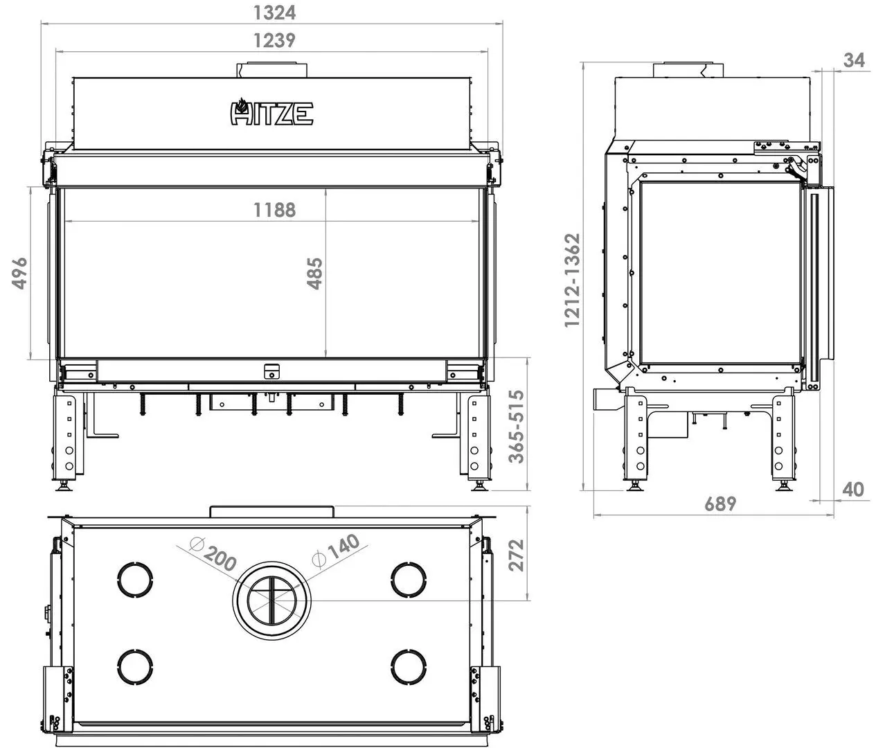 Газовый камин Hitze Calma 120S (Graphite) - 3