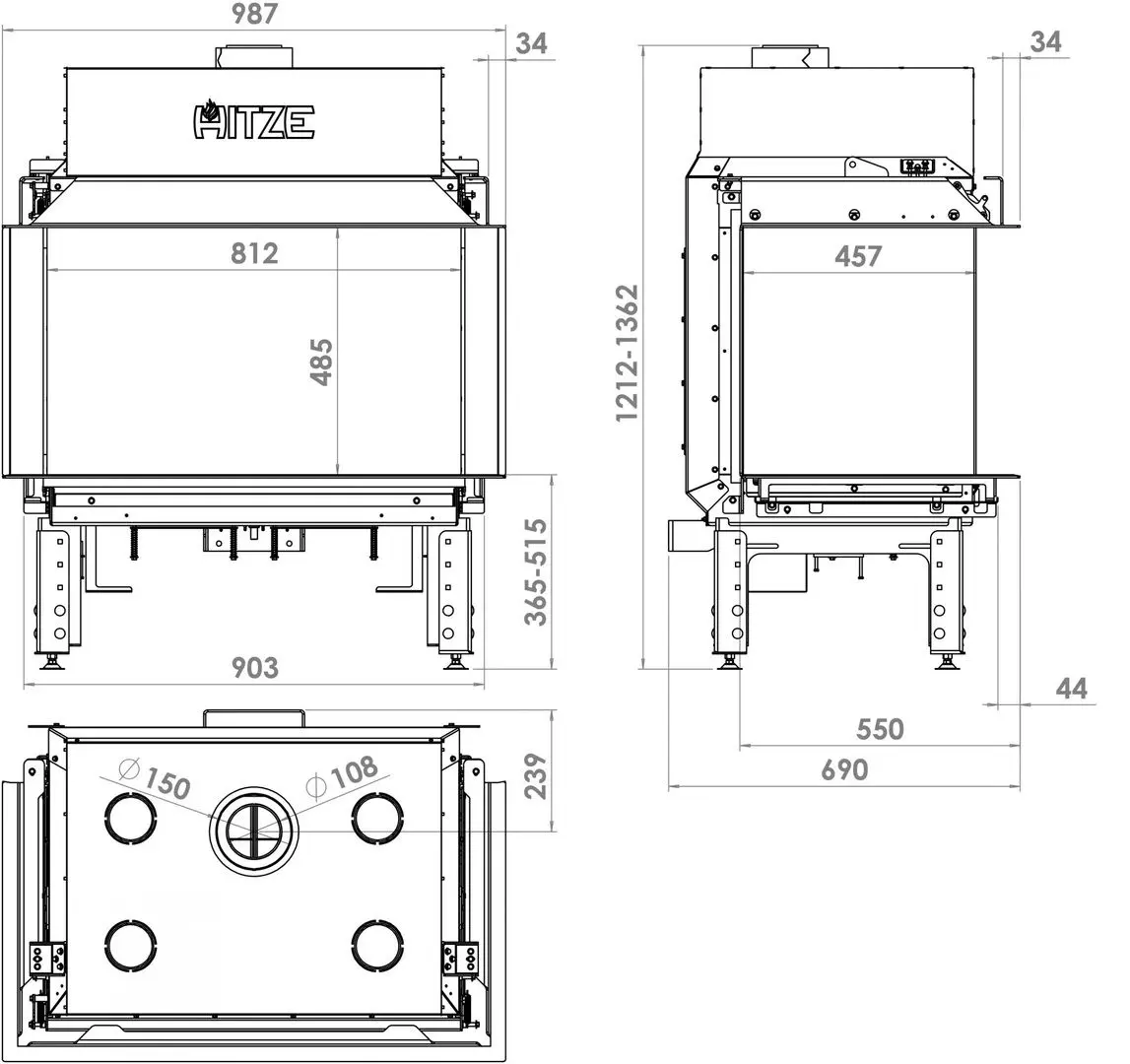 Газовый камин Hitze Calma 80TC (Graphite) - 4