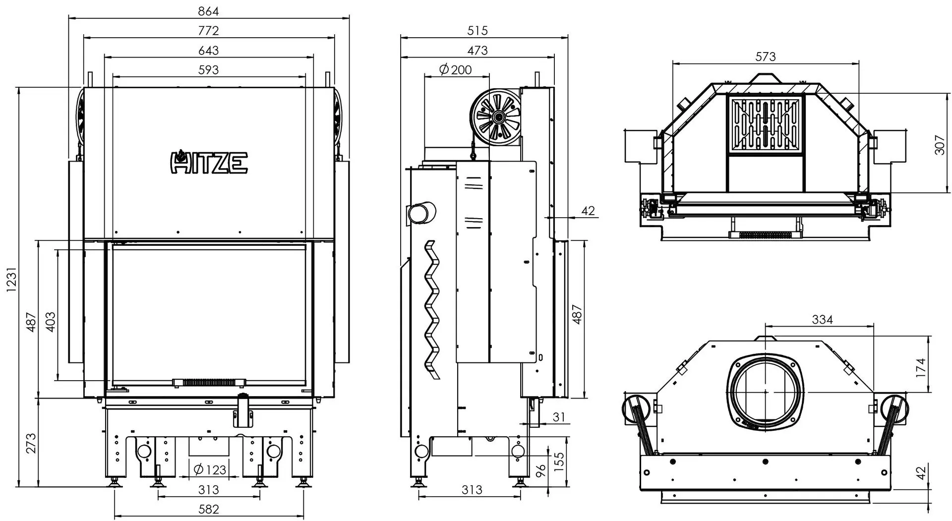 Каминная топка Hitze Albero AL11G.H-D (Black/Silver) - 6