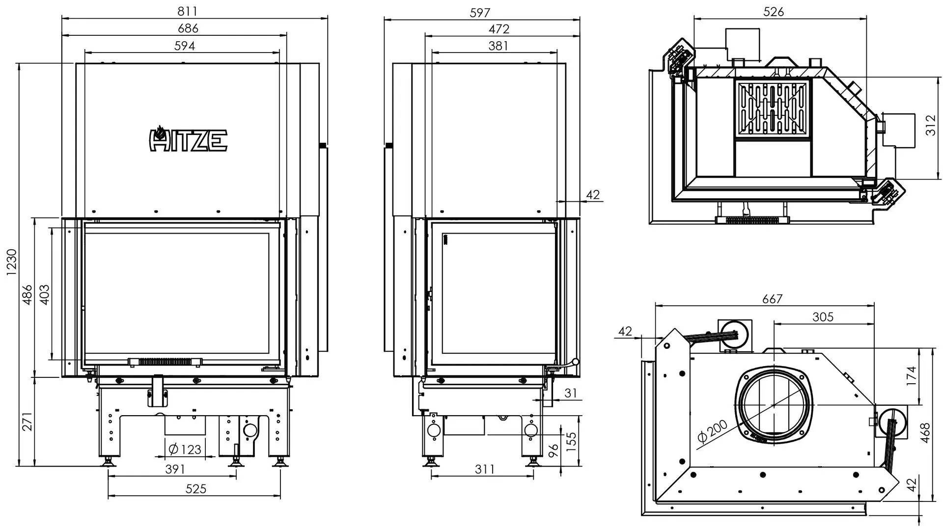 Каминная топка Hitze Albero AL11LG.H-D (Black/Silver) - 7