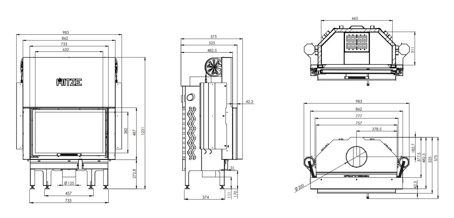 Каминная топка Hitze Albero AL14G.H-D (Black/Silver) - 6
