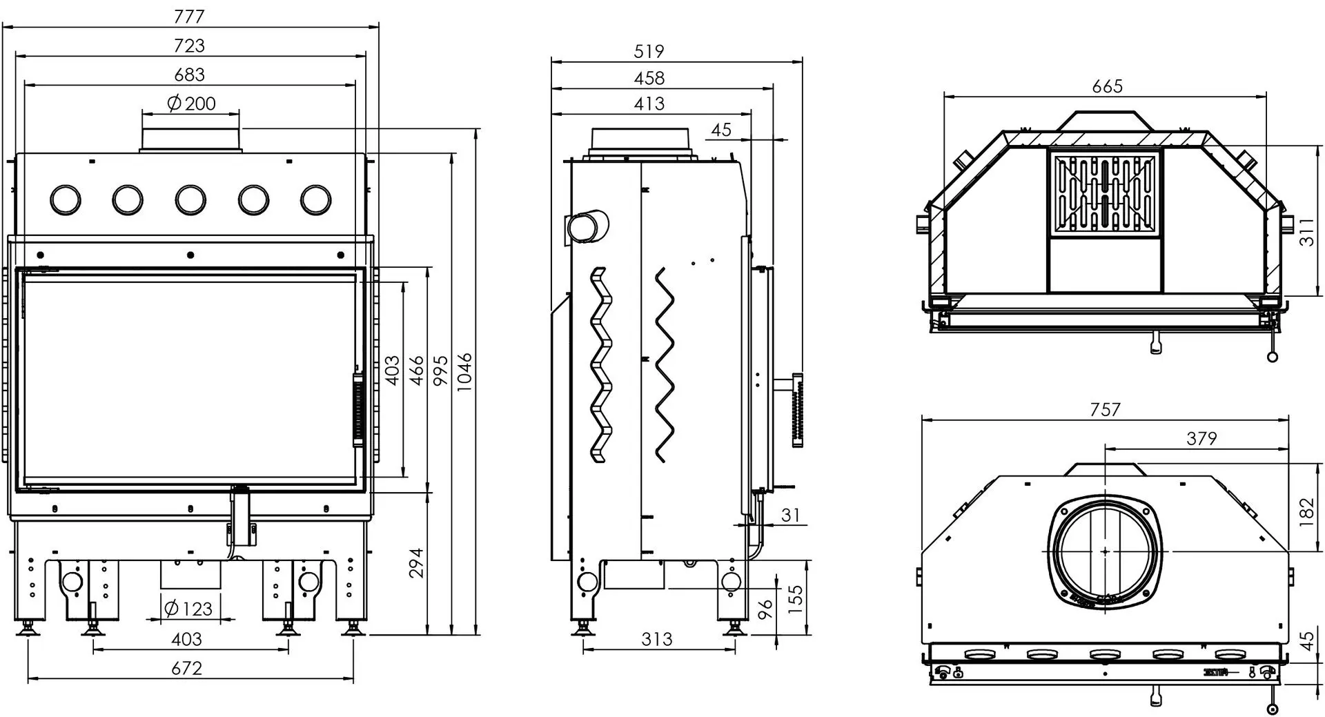 Каминная топка Hitze Albero AL14S.H-D (Black) - 4
