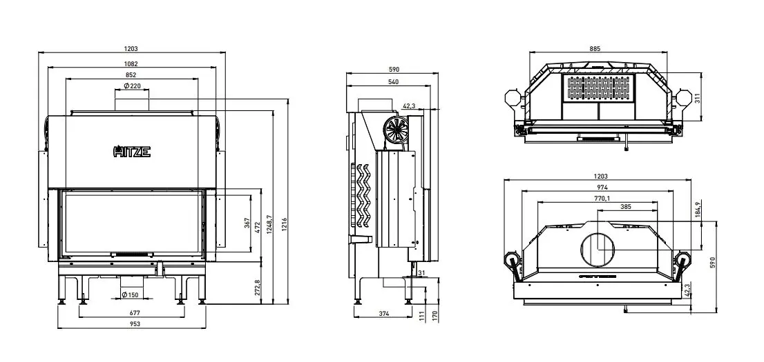 Каминная топка Hitze Albero AL19G.H-D (Black/Silver) - 4