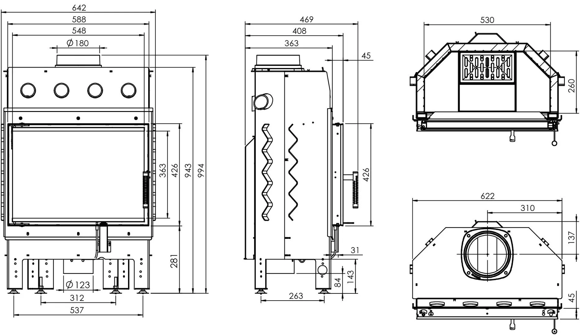 Каминная топка Hitze Albero AL9S.H-D (Black) - 5
