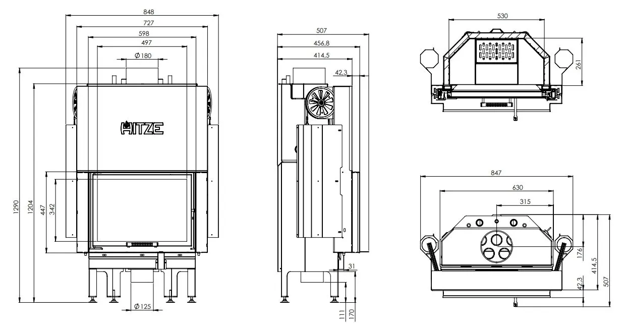 Каминная топка Hitze Albero Aquasystem ALAQS54x39.G-D (Black/Silver) - 4