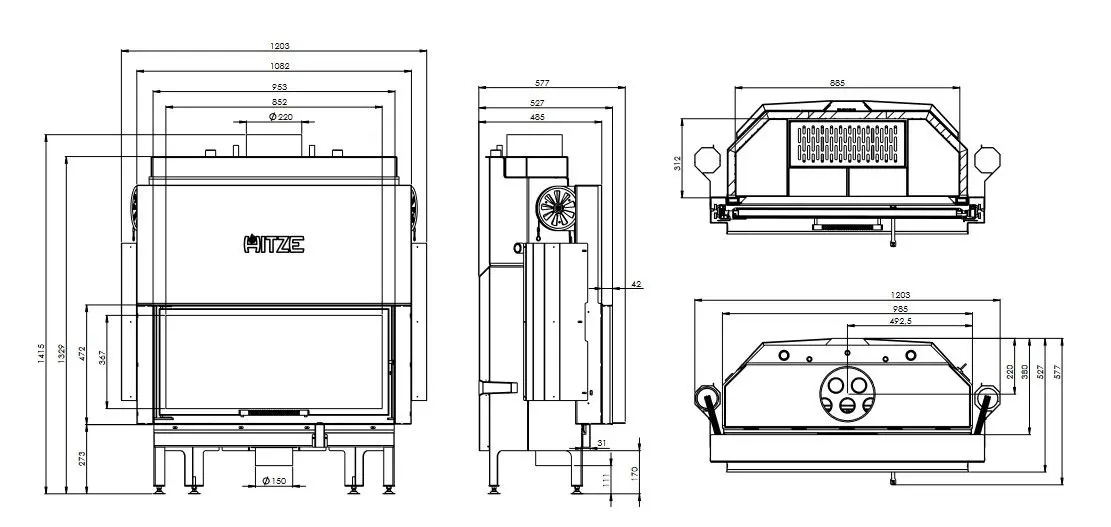 Каминная топка Hitze Albero Aquasystem ALAQS90x41.G-D (Black/Silver) - 4