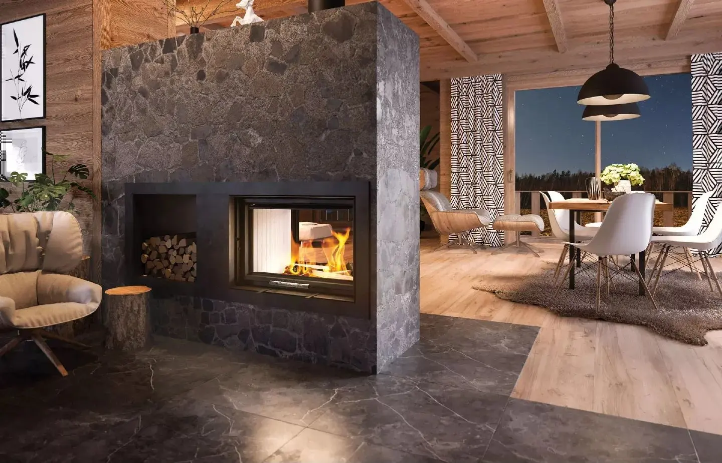 Каминная топка Hitze Ardente Duo ARD90x41.DGS (Black/Silver) - 5