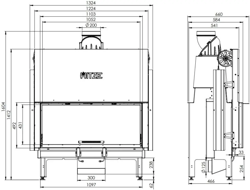 Каминная топка Hitze Duo ARD105x43.G (Black/Silver) - 7