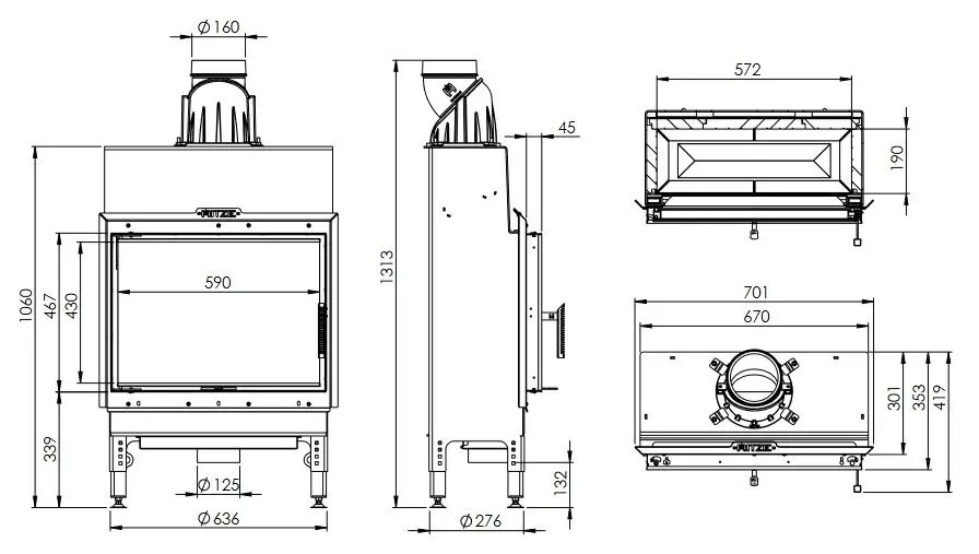Каминная топка Hitze HST59X43.S (Black) - 7