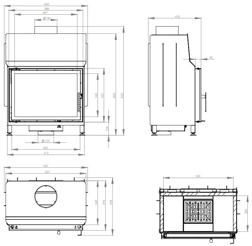 Каминная топка Hitze STMA54x39.S (Black) - 4