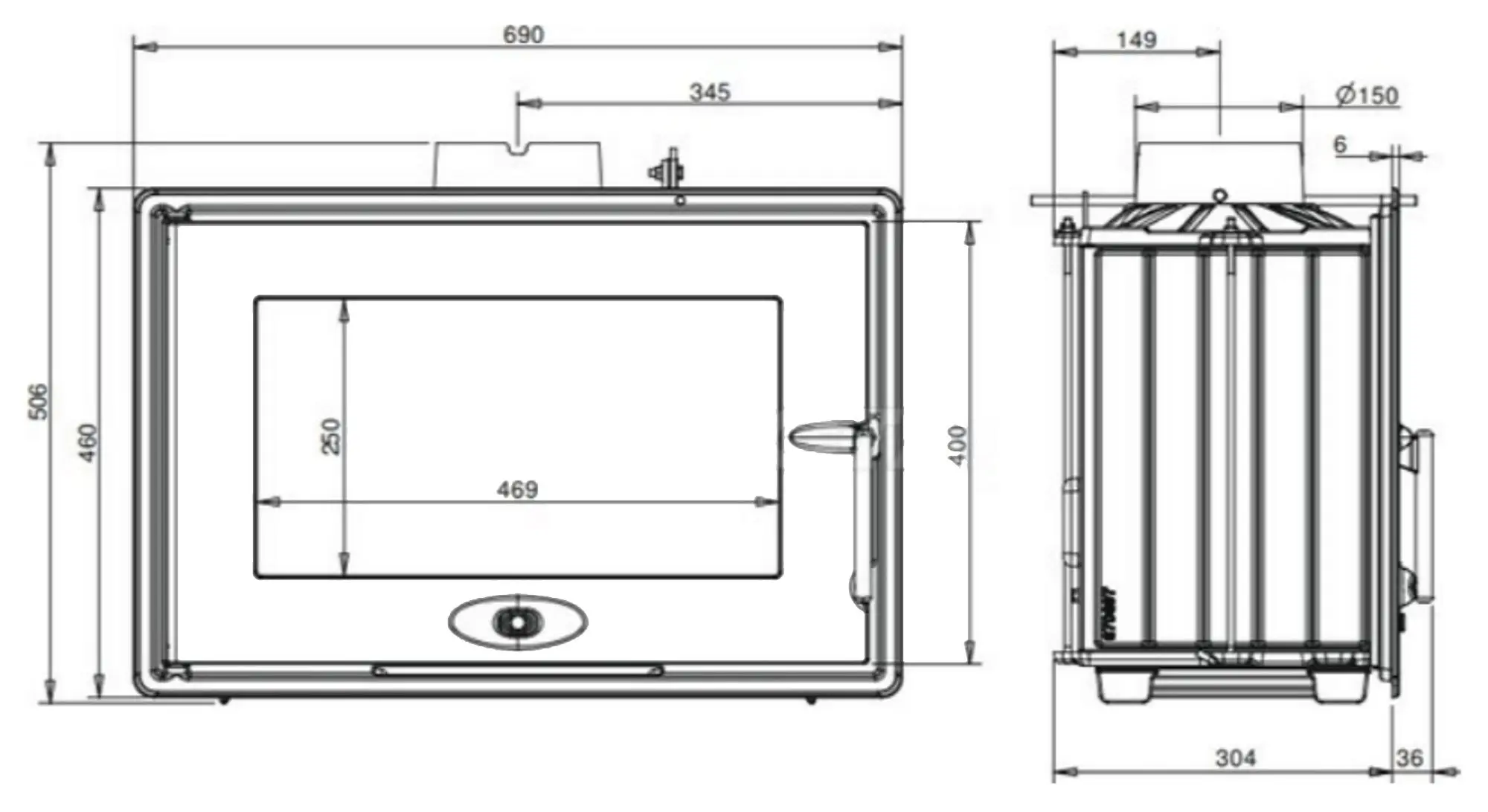 Каминная топка Invicta Optimise Valve 700 (Black) - 2