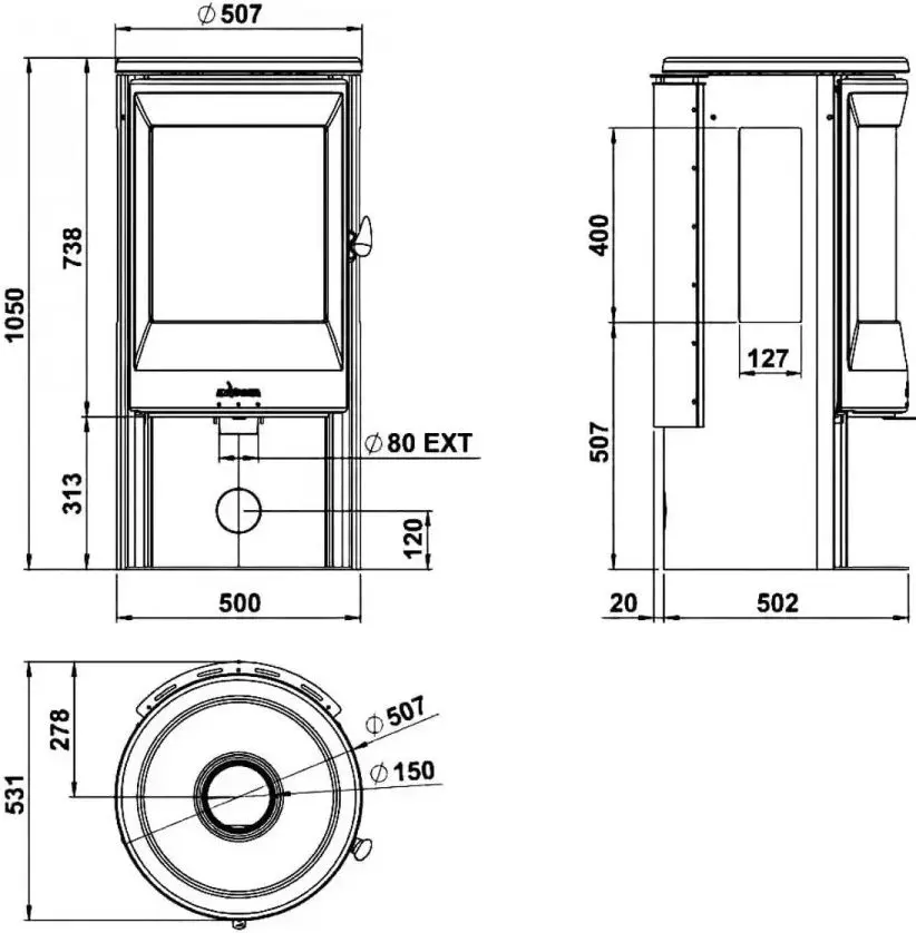 Печь-камин Invicta Onsen 3 Vitres (Black) - 5