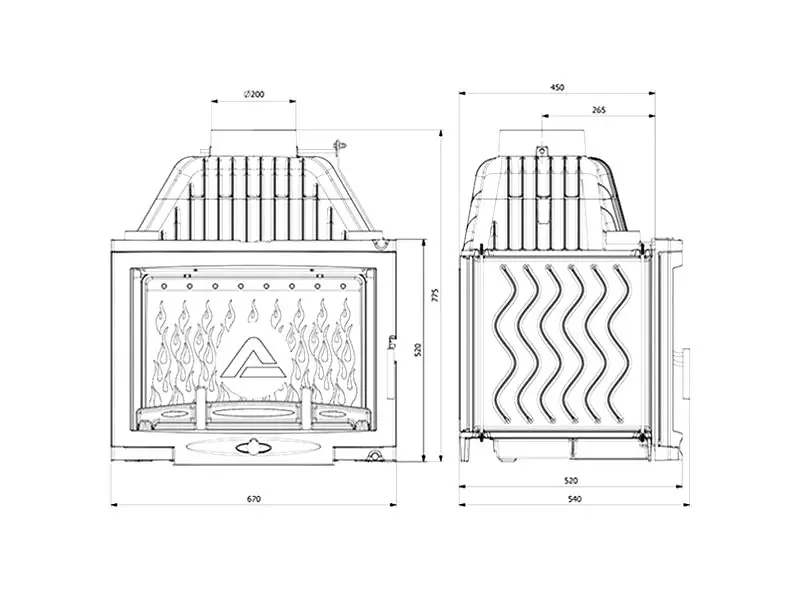 Каминная топка Kawmet Panorama W17 (Grey) - 2