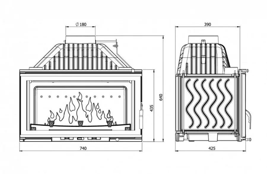 Focar semineu Kawmet W16 13.5kW (Grey) - 4