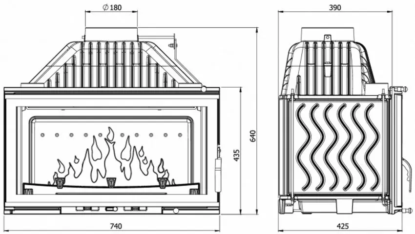 Каминная топка Kawmet W16 Premium 14.7 kW (Black) - 4