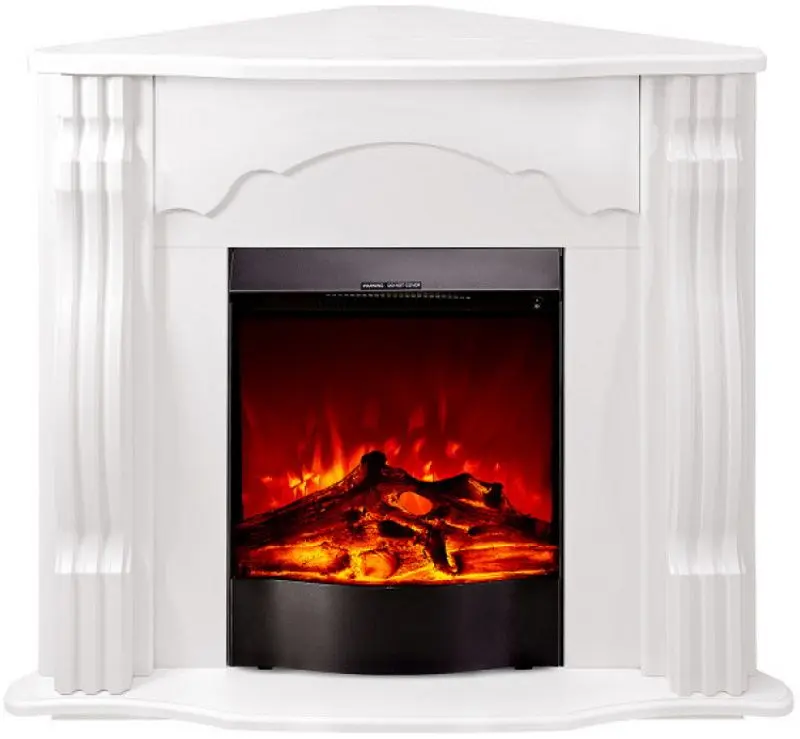 Semineu de colt Clasic cu focar Corsica (White)