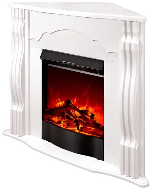 Semineu de colt Clasic cu focar Corsica (White)