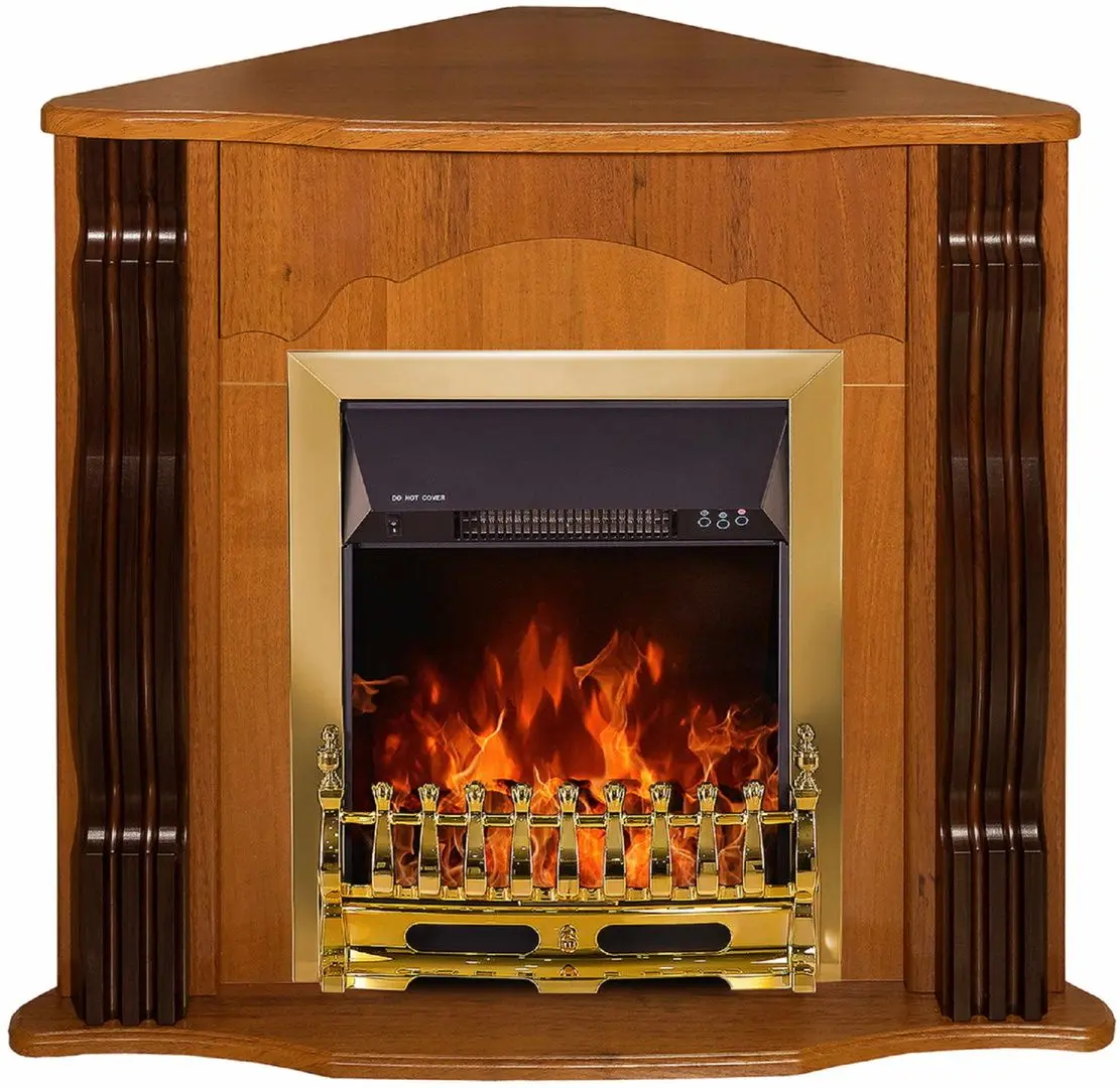 Semineu de colt Clasic cu focar Galileo Gold (Nut)