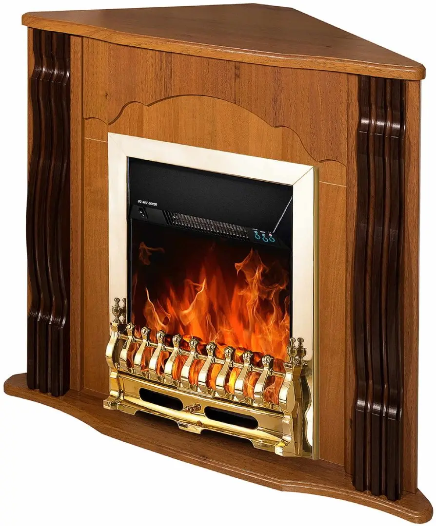 Semineu de colt Clasic cu focar Galileo Gold (Nut)