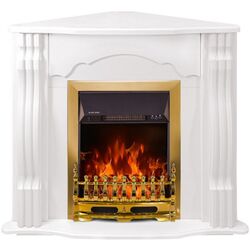 Semineu de colt Clasic cu focar Galileo Gold (White) Thumb