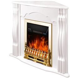 Semineu de colt Clasic cu focar Galileo Gold (White)