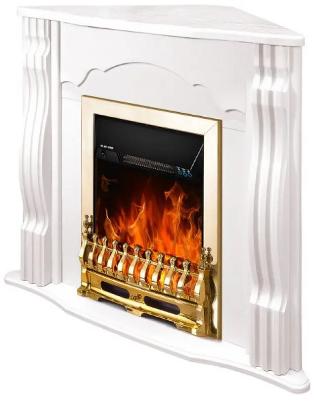 Semineu de colt Clasic cu focar Galileo Gold (White)