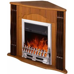 Semineu de colt Clasic cu focar Galileo Silver (Nut)