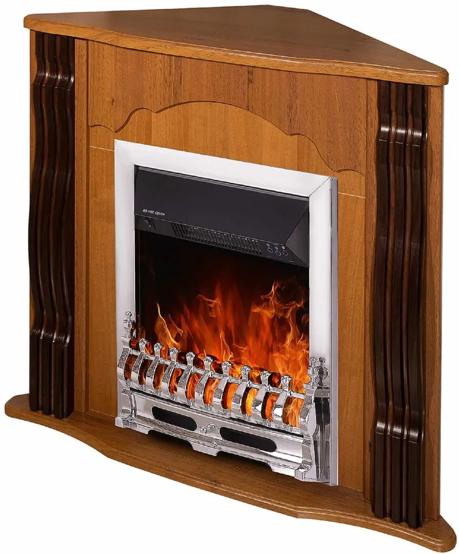 Semineu de colt Clasic cu focar Galileo Silver (Nut)