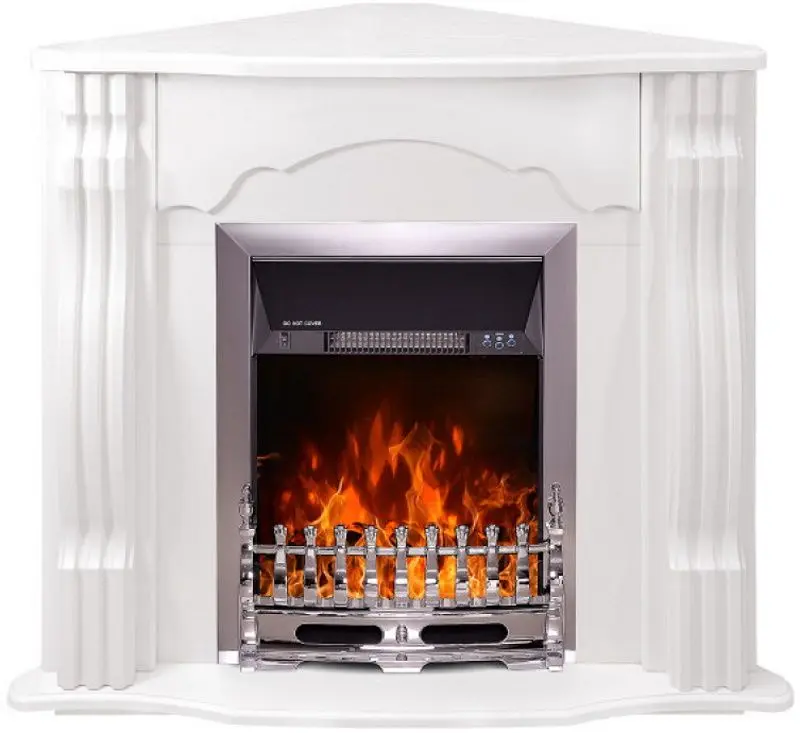 Semineu de colt Clasic cu focar Galileo Silver (White)