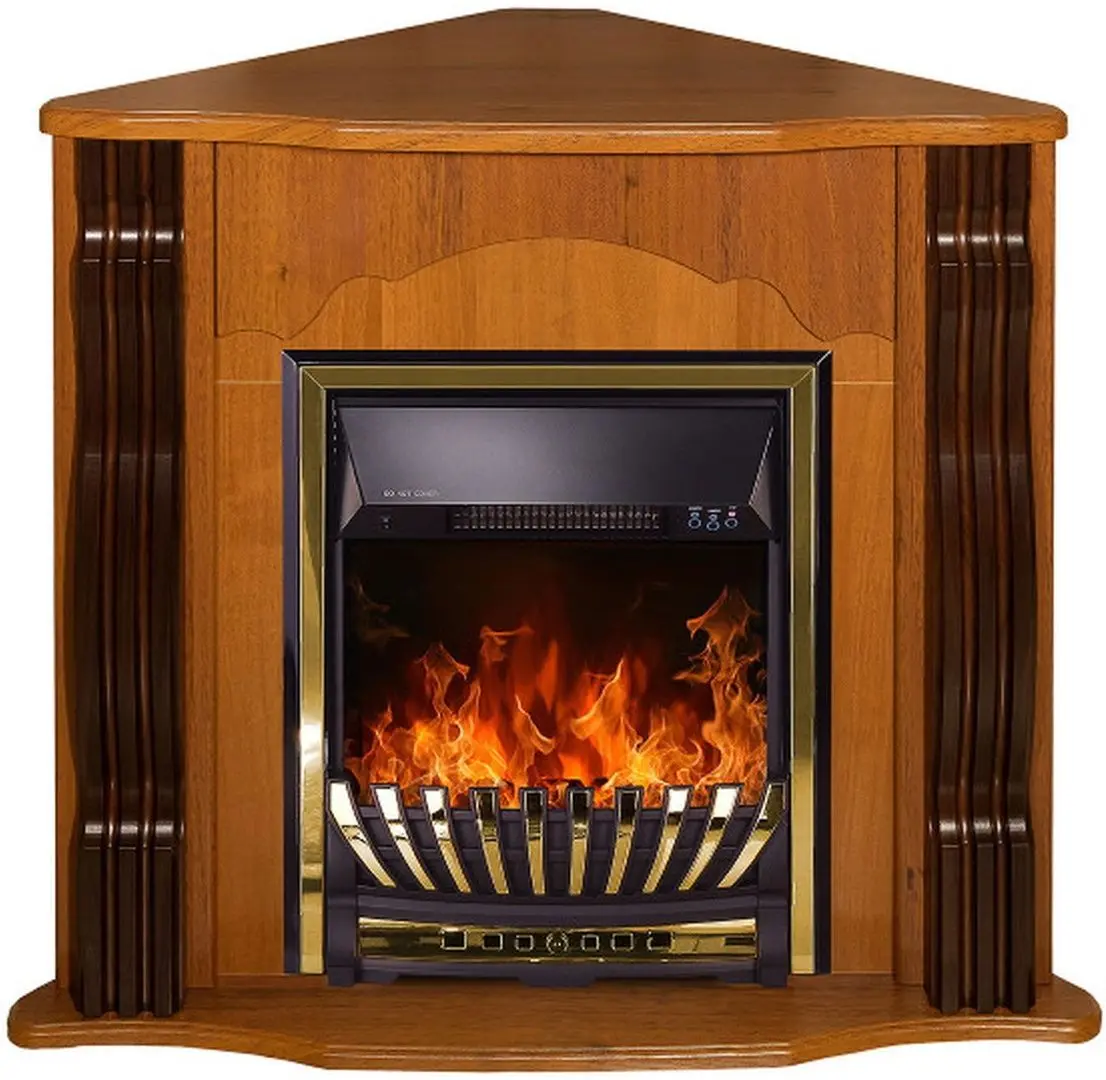 Semineu de colt Clasic cu focar Meridian (Nut)