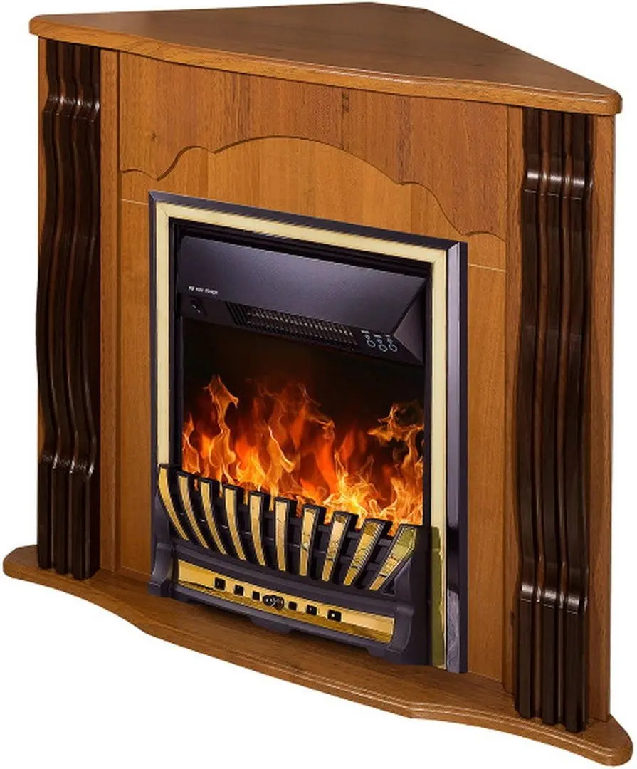 Semineu de colt Clasic cu focar Meridian (Nut)