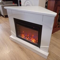 Semineu de colt Madeira cu focar Lorance (White) Thumb