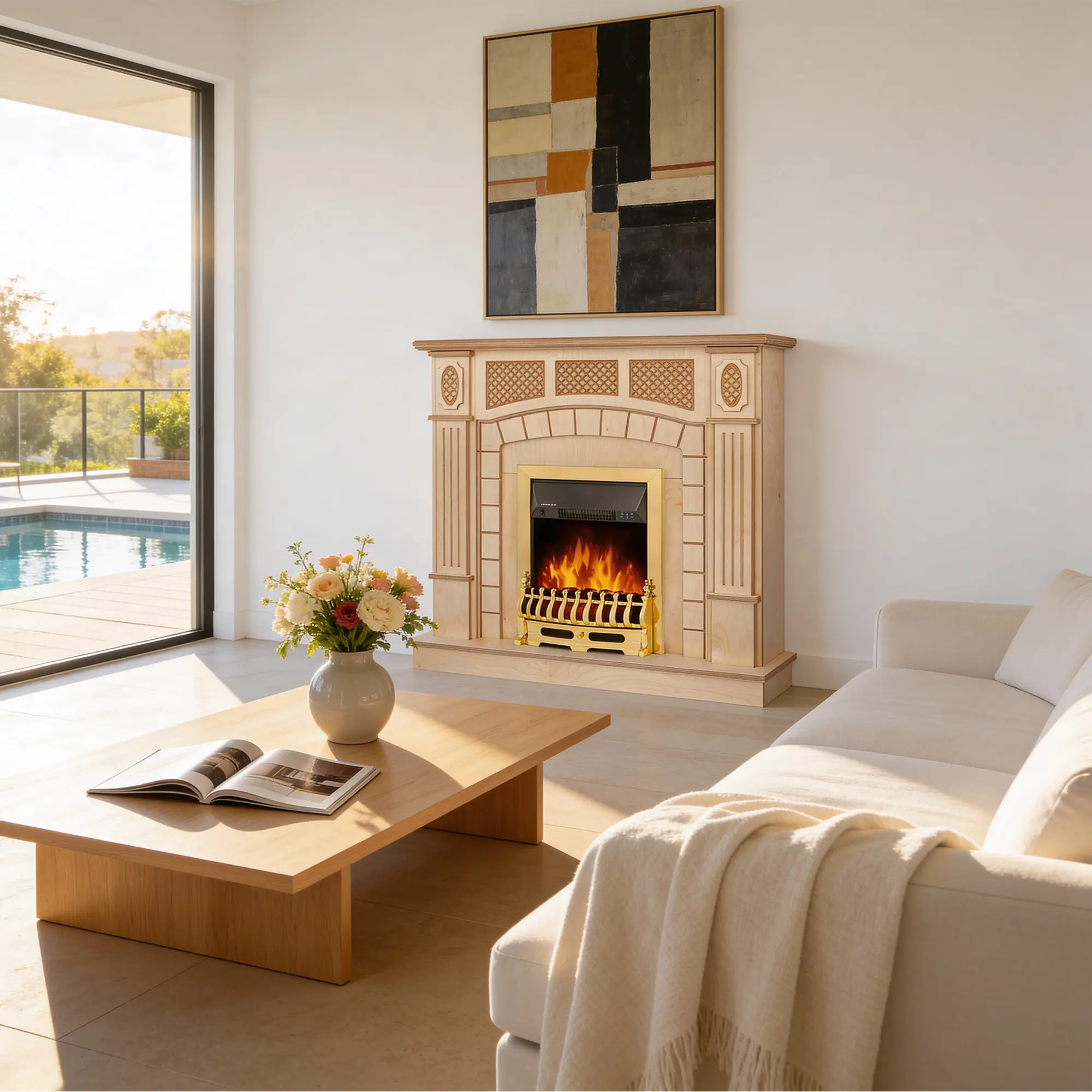 Semineu Art Flame Amsterdam wood & Galileo Gold (Beige) - 6