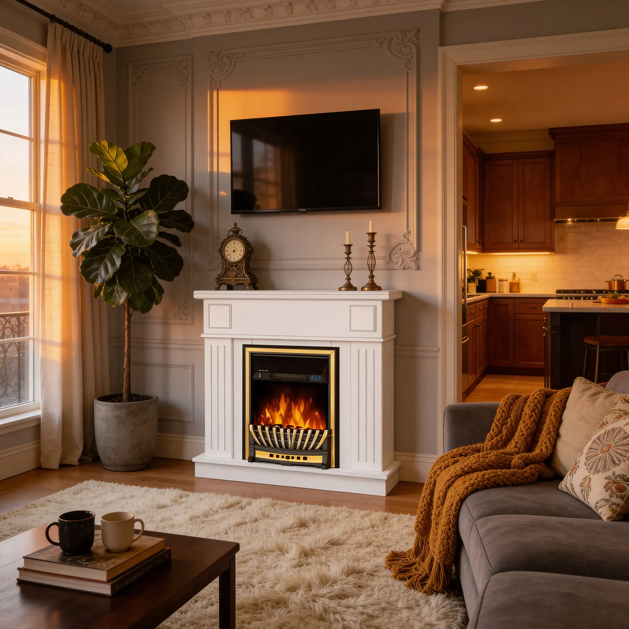 Semineu Art Flame Marina & Meridian (White) - 3