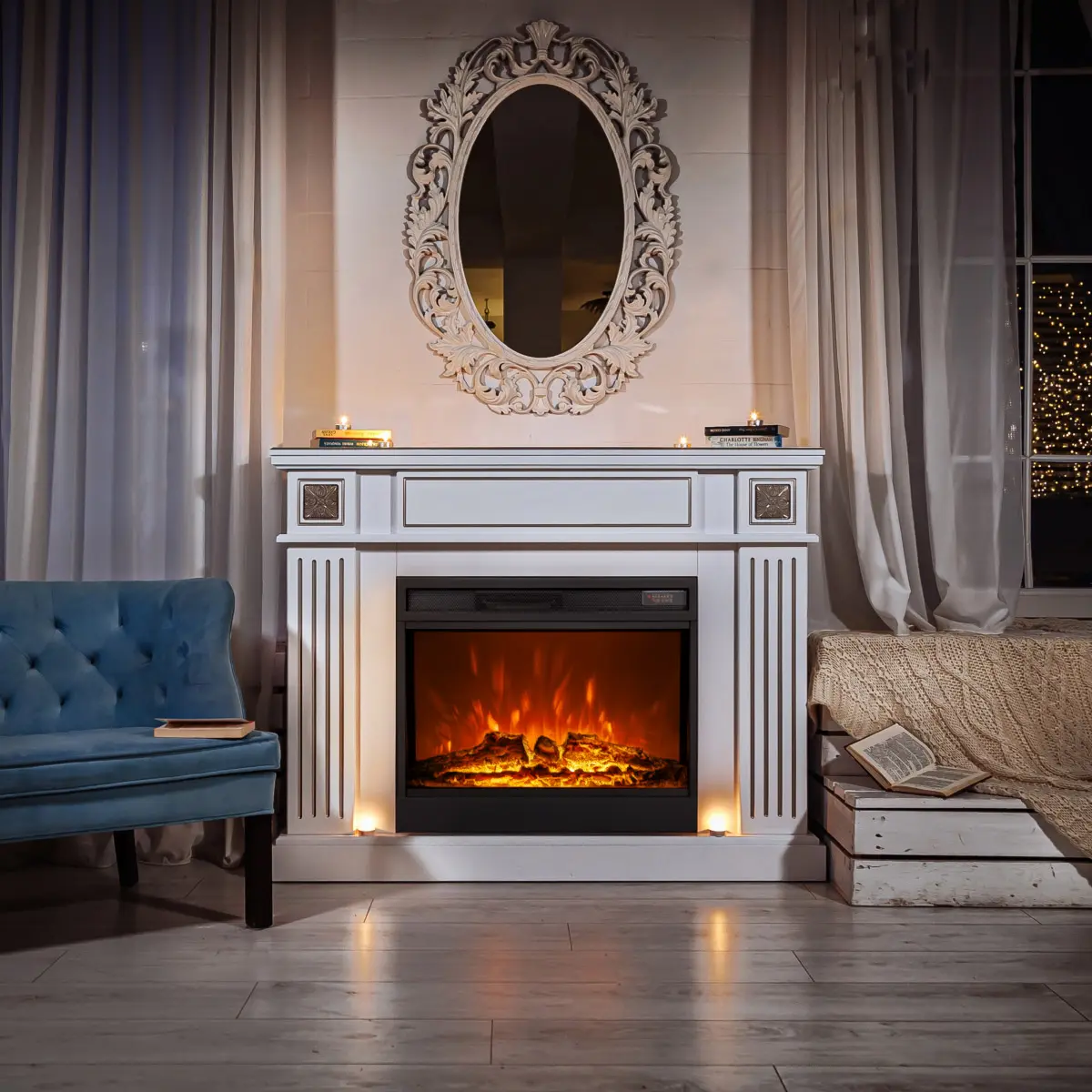Каминокомплект Art Flame Napoleon & Mirabella (White) - 7