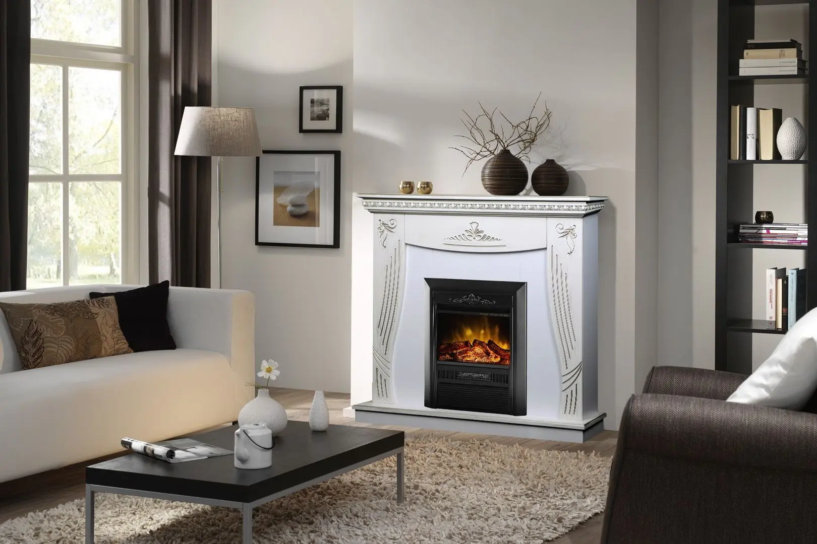 Semineu Art Flame Napoli & Cristina (White)