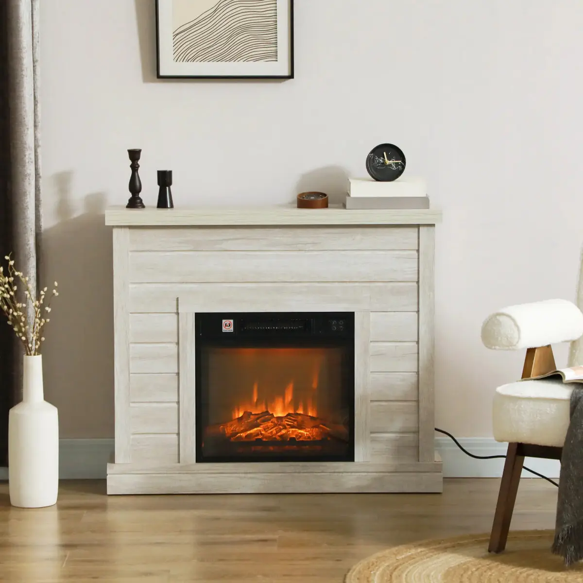 Каминокомплект Homcom 820-411V90ND (Light Grey) - 6
