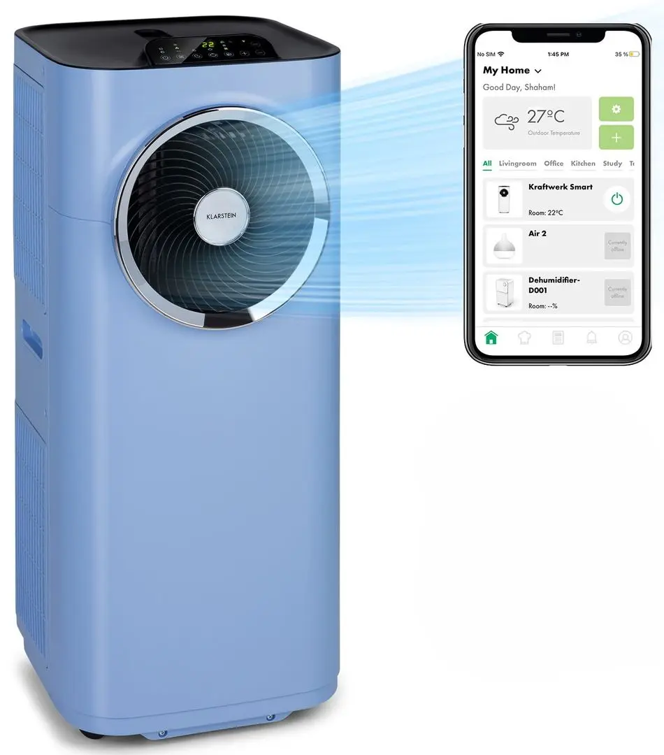 Мобильный кондиционер Klarstein Smart 12K (Pastel Blue) - 2