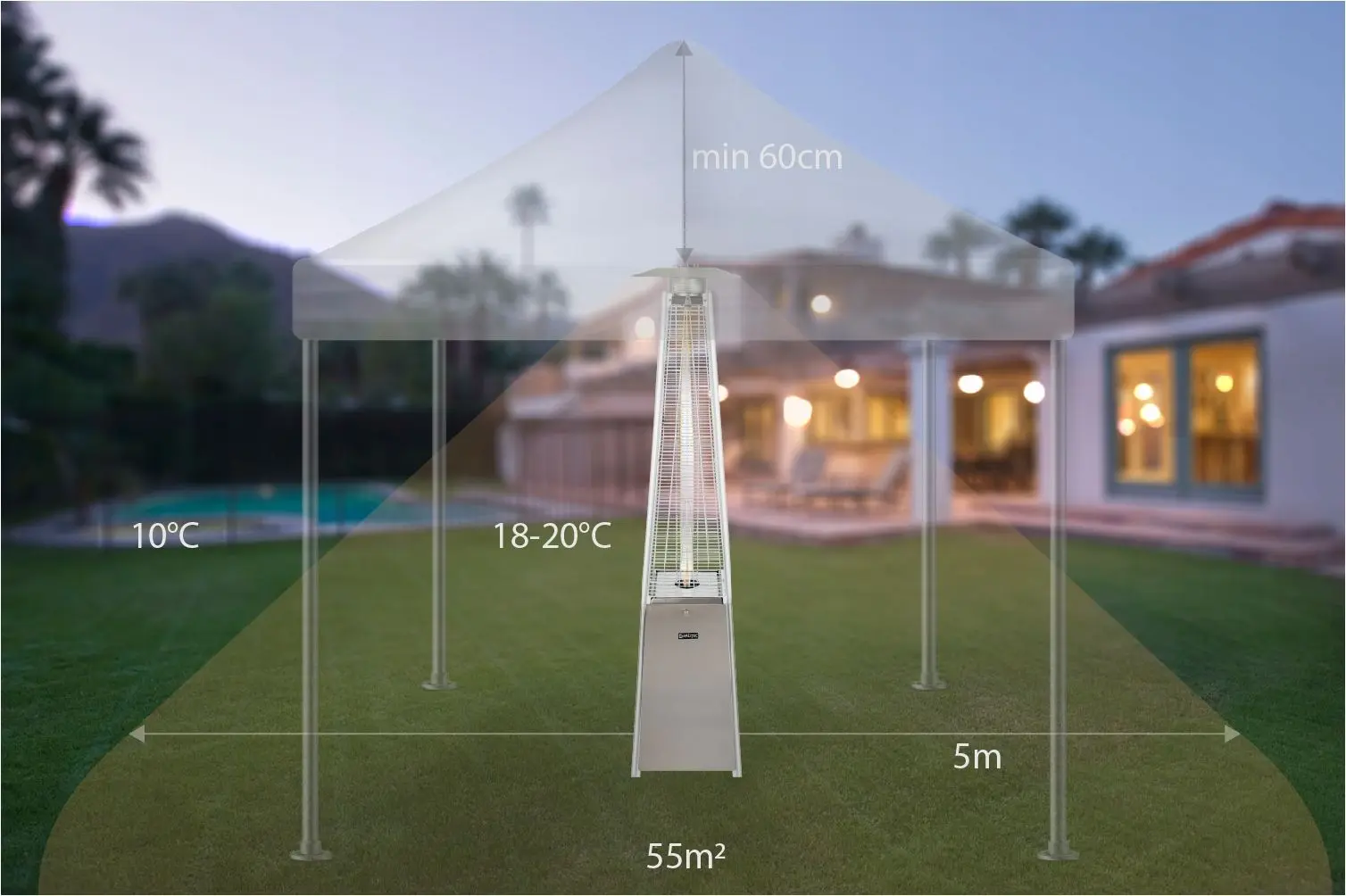 Incalzitor pe gaz exterior Maltec Piramida FL255 (Grey)