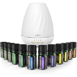 Set umidificator și difuzor de aroma + ulei Anjou ADA003 (White)